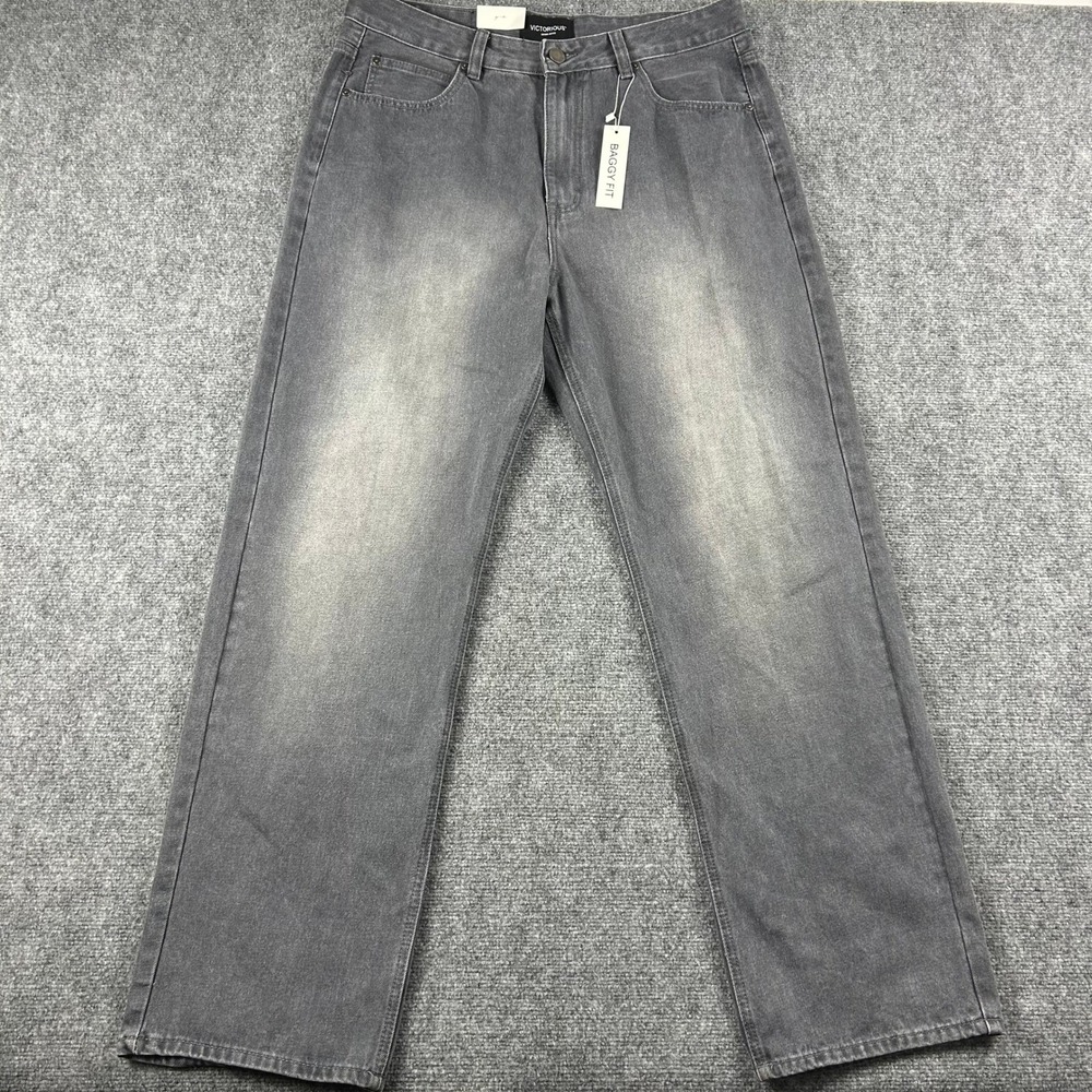 Victorious Baggy Fit Jeans Mens 36 Stone Black DL999 Wide Leg Streetwear NWT‎